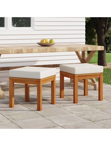 Sgabelli da giardino con cuscini 2pz 40x40x42cm massello acacia