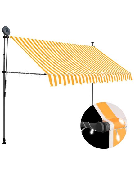 Tenda da sole retrattile manuale led 250 cm bianca e arancione