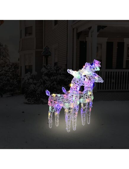 Renne di natale 2 pz multicolore 80 led in acrilico