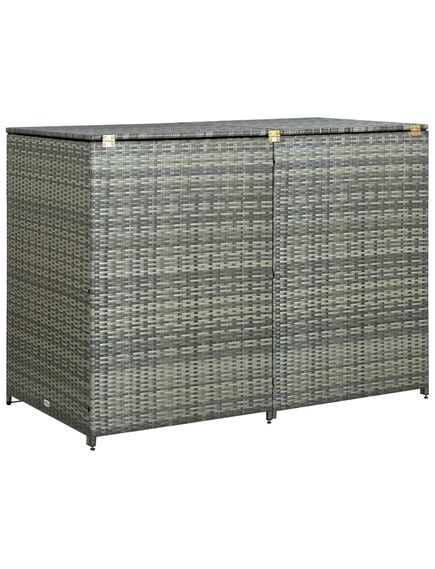 Copribidone rifiuti doppio in polyrattan antracite 148x77x111cm