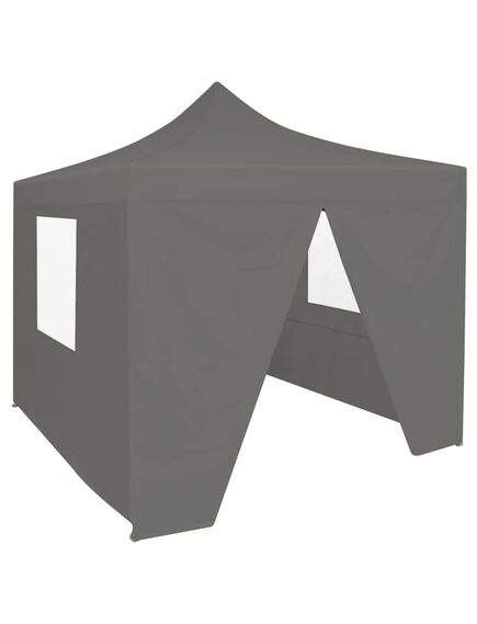 Gazebo professionale pieghevole 4 pareti 2x2m acciaio antracite