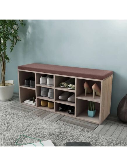 Panchina con scarpiera con 10 scomparti colore rovere