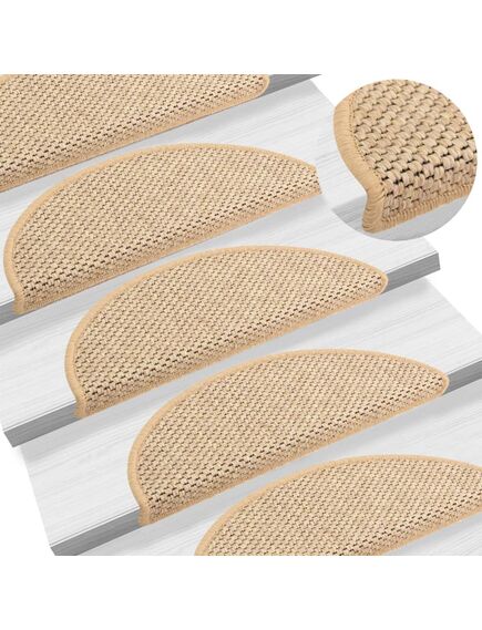 Tappeti adesivi scale aspetto sisal 15pz 65x21x4cm beige chiaro