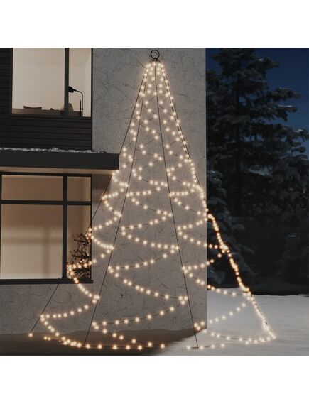 Albero da parete con gancio metallico 720 led bianco caldo 5 m