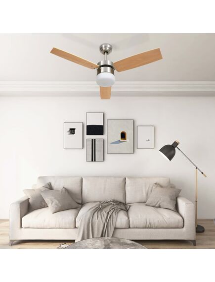 Ventilatore soffitto luce e telecomando 108cm marrone chiaro