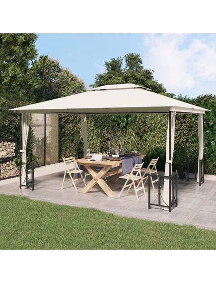 Gazebo con teli laterali e doppio tetto 3x4 m crema