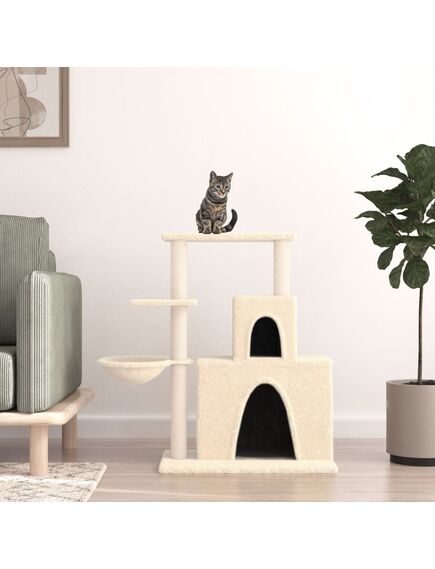 Albero per gatti con tiragraffi in sisal crema 83 cm