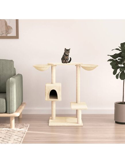 Albero per gatti con tiragraffi crema 82 cm