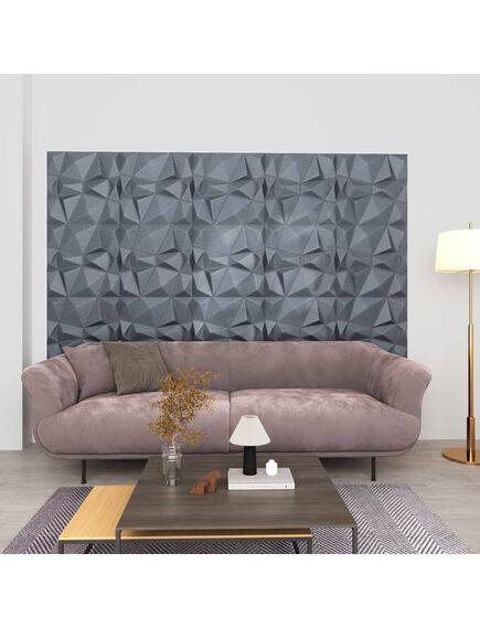 Pannelli murali 3d 48 pz 50x50 cm grigi a diamante 12 m²