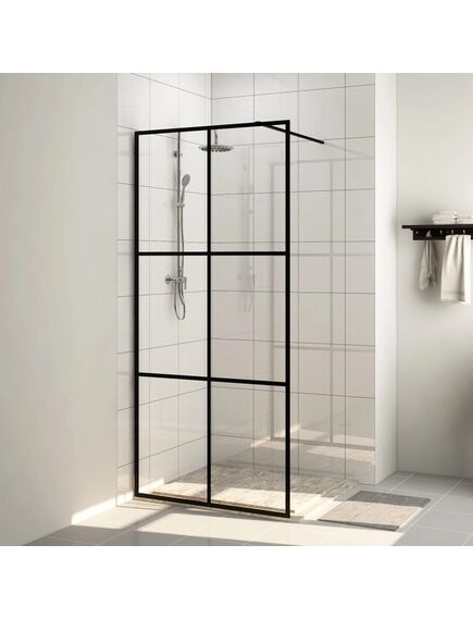 Parete per doccia walk-in vetro trasparente esg 90x195 cm nera