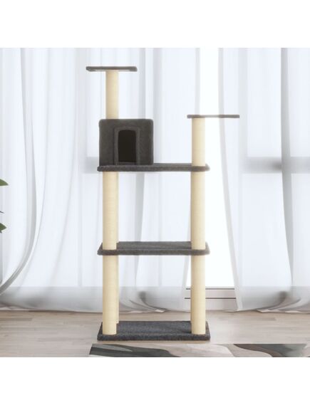 Albero per gatti con tiragraffi in sisal grigio scuro 119 cm