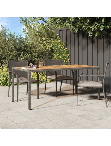 Tavolo giardino 190x90x75 cm polyrattan legno di acacia grigio