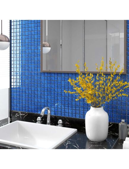 Piastrelle mosaico 11 pz blu 30x30 cm in vetro