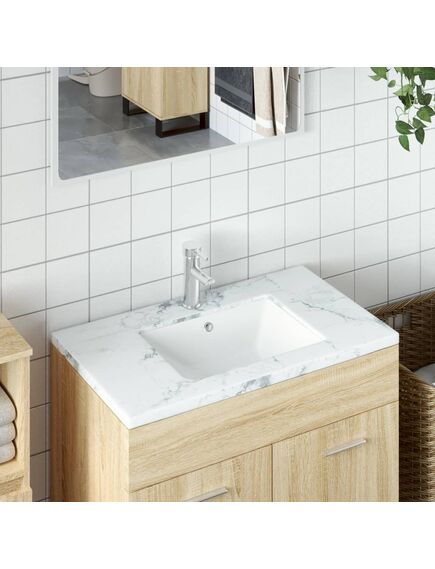 Lavandino da bagno bianco 41,5x26x18,5 cm rettangolare ceramica