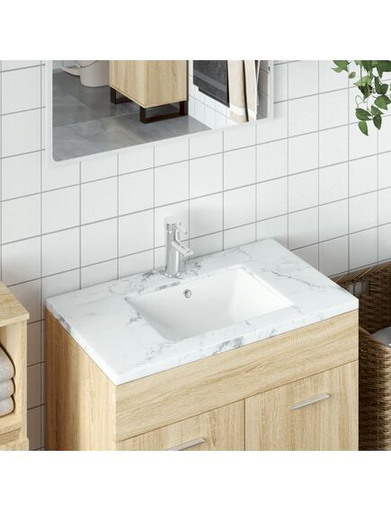 Lavandino da bagno bianco 47,5x35x19,5 cm rettangolare ceramica