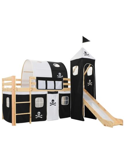 Letto a castello per bambini scivolo e scala in pino 97x208cm