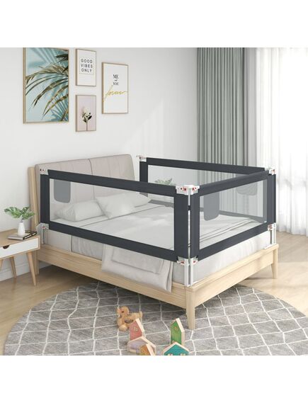 Sponda letto sicurezza bambini grigio scuro 190x25 cm tessuto