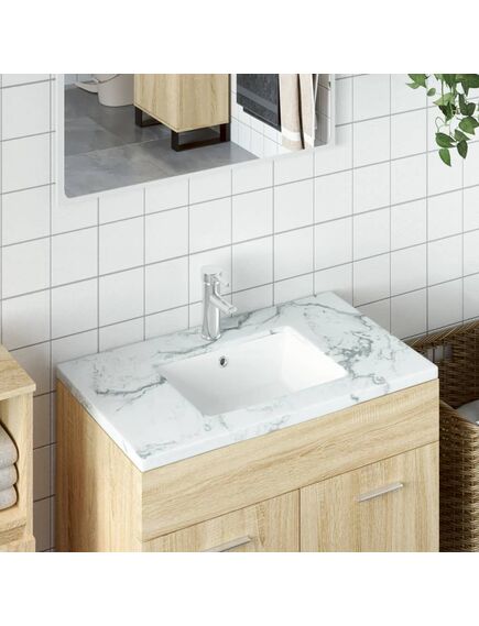 Lavandino da bagno bianco 46,5x35x18 cm rettangolare ceramica