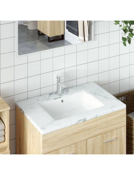 Lavandino da bagno bianco 55,5x40x18,5 cm rettangolare ceramica