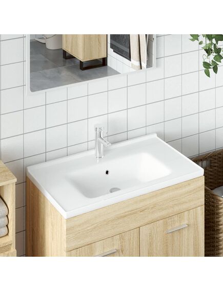 Lavandino da bagno bianco 91,5x48x19,5 cm rettangolare ceramica