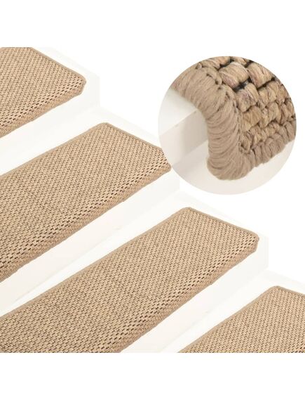 Tappeti autoadesivi scale aspetto sisal 15 pz 65x21x4 cm sabbia