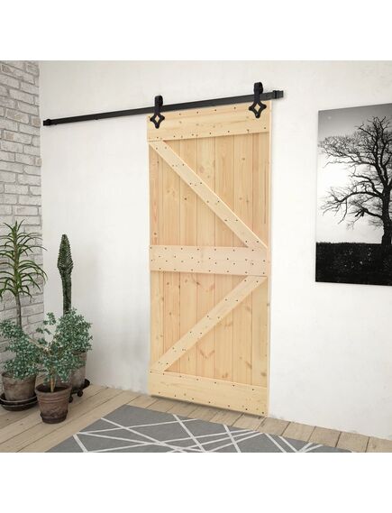 Porta scorrevole con set hardware 90x210 cm in legno di pino