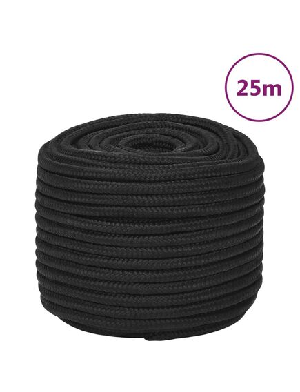 Corda nautica completamente nera 20 mm 25 m in polipropilene