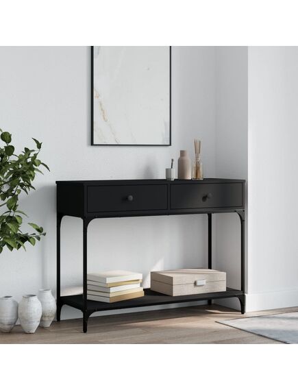 Tavolino consolle nero 100x34,5x75 cm in legno multistrato