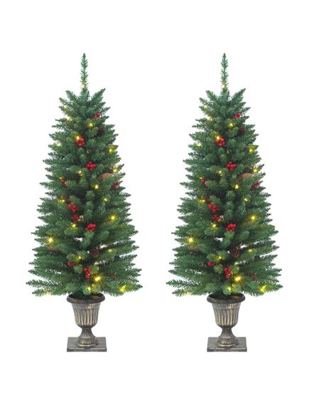 Alberi di natale artificiali 2 pz con 100 led verde 120 cm