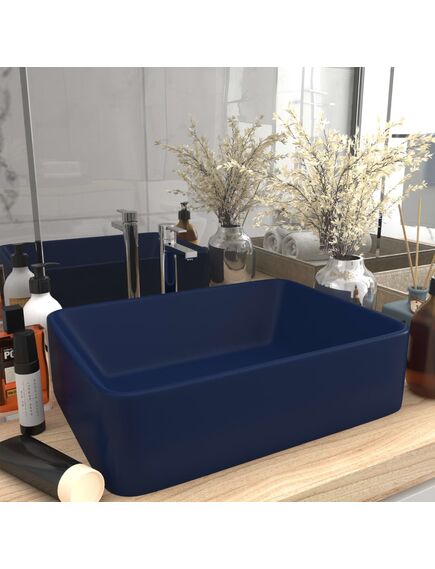 Lavandino luxury blu scuro opaco 41x30x12 cm in ceramica