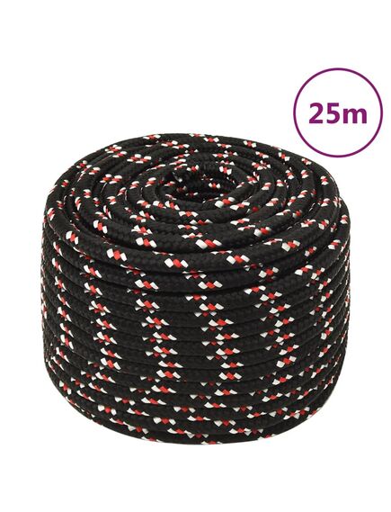 Corda nautica nera 12 mm 25 m in polipropilene