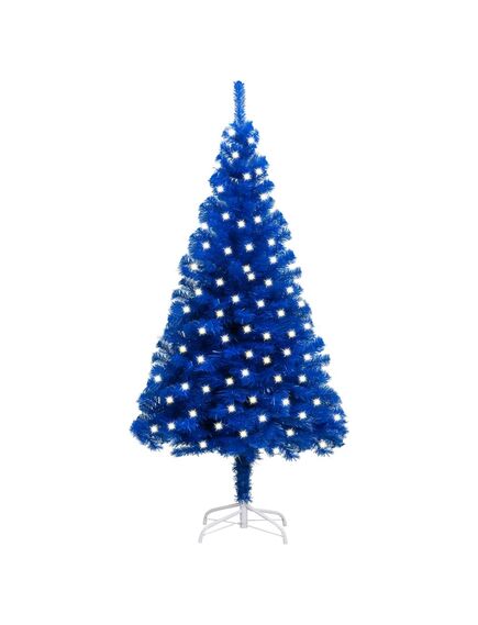 Albero di natale preilluminato con supporto blu 120 cm in pvc