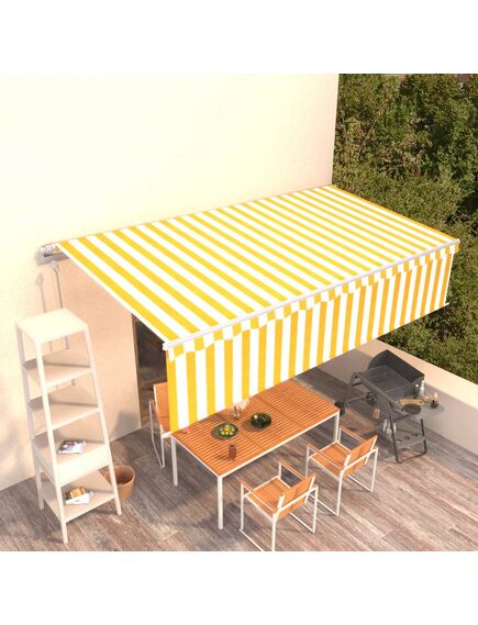 Tenda retrattile automatica con parasole 6x3m gialla bianca