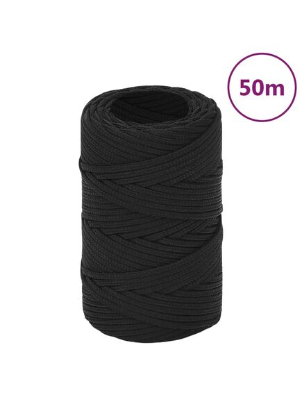 Corda nautica completamente nera 2 mm 50 m in polipropilene