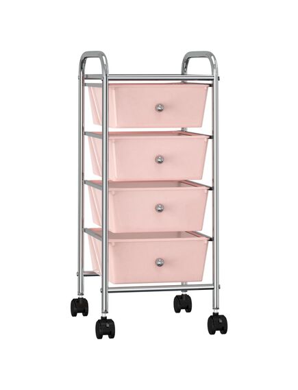 Carrello portaoggetti mobile con 4 cassetti rosa in plastica