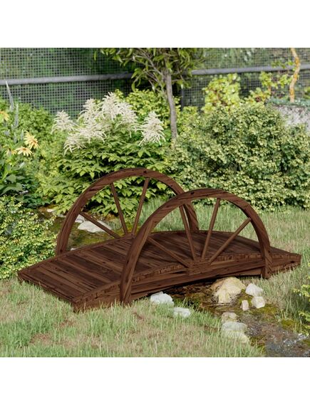 Ponte giardino con mezza ruota 99x50x38 cm legno massello abete