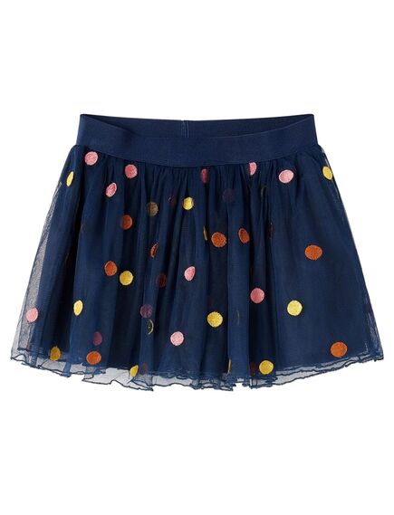 Gonna da bambina in tulle a pois blu marino 140