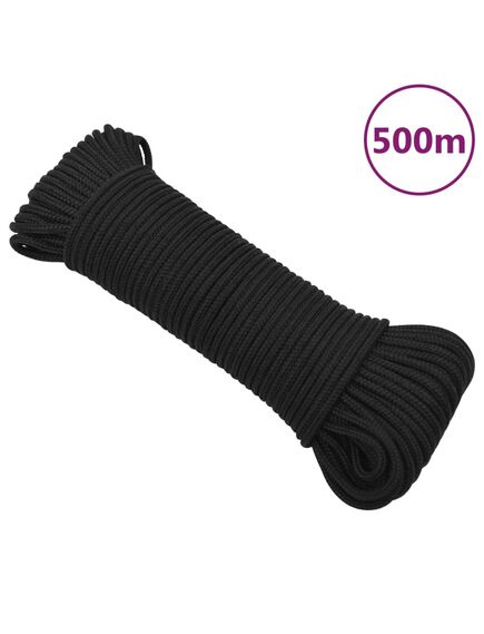 Corda nautica completamente nera 4 mm 500 m in polipropilene