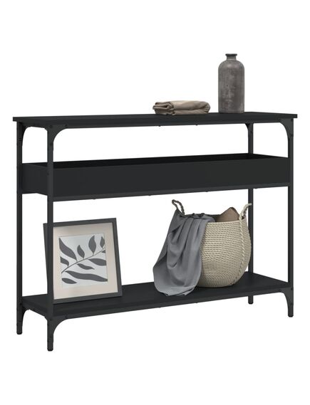 Tavolo consolle con ripiano nero 100x29x75cm legno multistrato