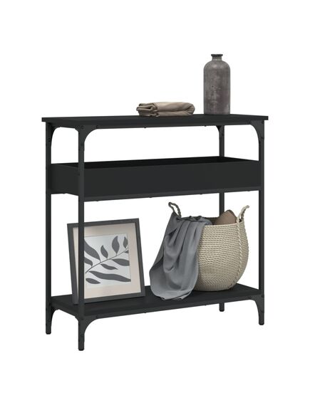 Tavolo consolle con ripiano nero 75x29x75cm legno multistrato