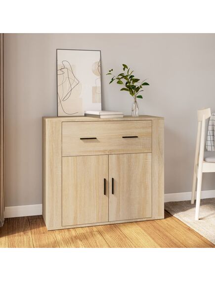 Credenza rovere sonoma 80x33x70 cm in legno multistrato