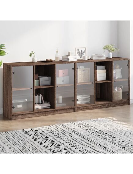 Libreria con ante rovere marrone 204x37x75 cm legno multistrato