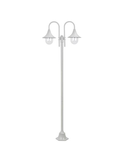 Lampione da giardino e27 220 cm alluminio 2 lampade bianco