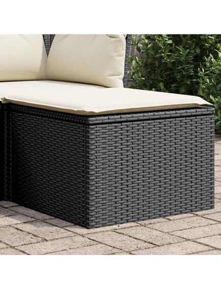 Sgabello giardino con cuscino nero 55x55x37 cm in polyrattan