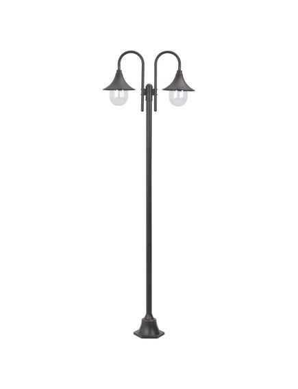 Lampione da giardino e27 220 cm in alluminio 2 lampade bronzo