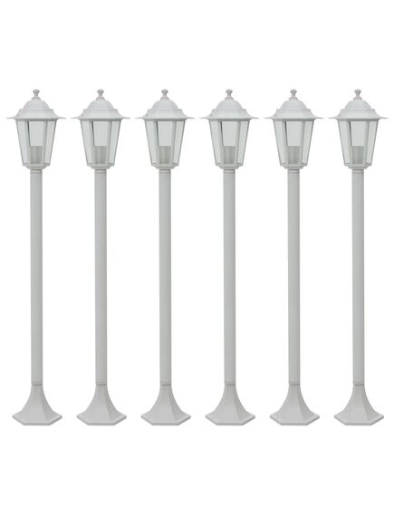 Lampioni da giardino 6 pz e27 110 cm in alluminio bianco