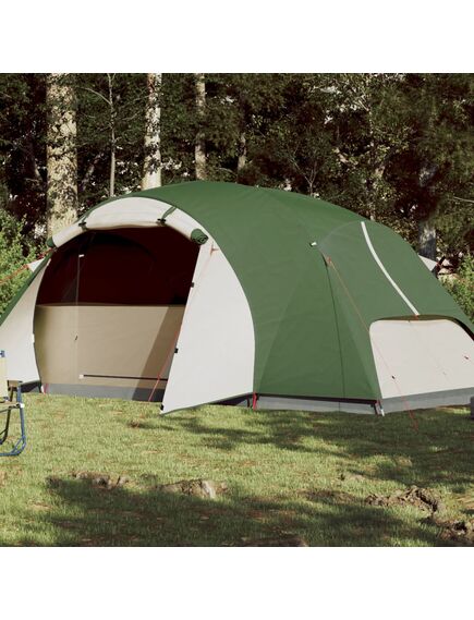 Tenda da campeggio 8 persone verde 360x430x195 cm taffetà 190t