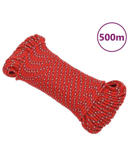 Corda nautica rossa 5 mm 500 m in polipropilene