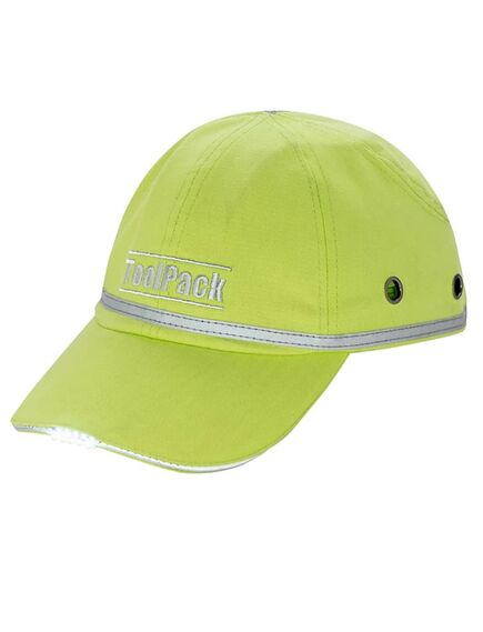 Toolpack cappello protettivo da lavoro con luce led verde lime