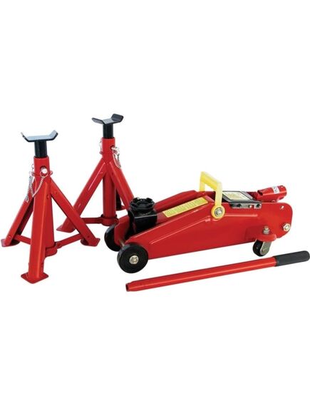 Carpoint set cric a carrello e 2 supporti asse 2000 kg rosso